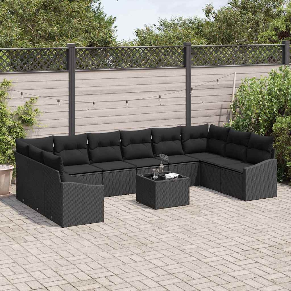 Garten Essgruppe mit Kissen mit Speicher 11 pcs Schwarz